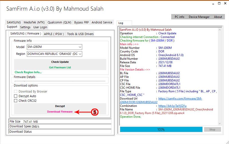 SamFirm Download Firmware