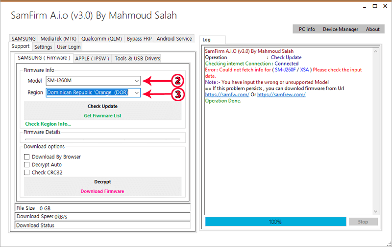 SamFirm (Select Model and Country)