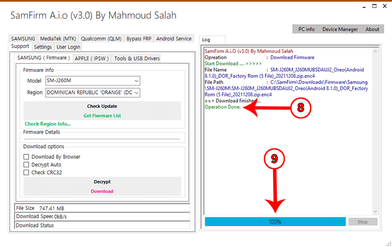 SamFirm Firmware is Downloadig is Complete