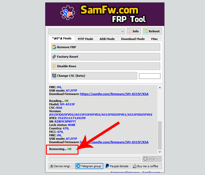 SamFw Remove FRP Done
